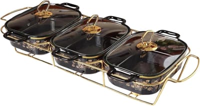 Voedselwarmer Buffet - Chafing Dish - Warme Maaltijden Serveren - Keramisch Marmerlook - 2 kg - Zwart