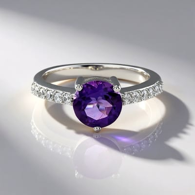 Cavill - Elegante Zilveren Ring 925 Sterling - Siberische Amethist 1,136 ct - Pavé Zirkonia 0,239 ct - Platina Coating