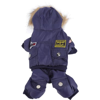 Manteau d'hiver à capuche pour chien, tendance, mignon, épais, automne-hiver, veste d'hiver pour chien de petite et moyenne taille S(for 2-4kg) bleu