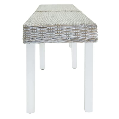 vidaXL - Bankje - 160x35x45 - cm - natuurlijk - kubu - rattan - en - mahoniehout - wit