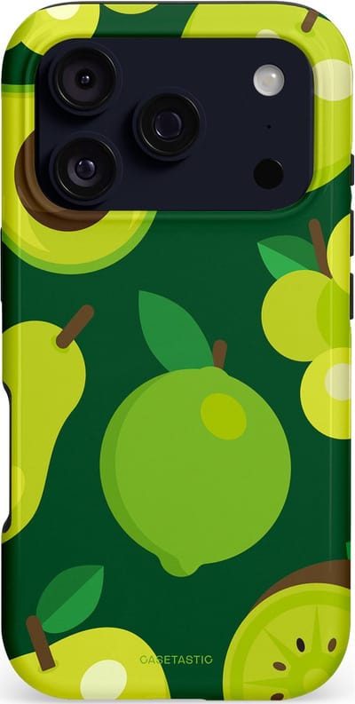 Casetastic hoesje geschikt voor Apple iPhone 17 Pro - MagSafe - Dubbellaagse bescherming - Peren Appel Groen - Fashion Case - Donkergroen Geel