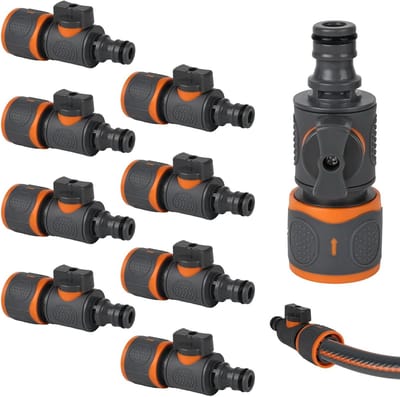 Dailygoods - koppeling met regelventiel, 8 stuks tuinslang snelkoppeling, tuinslang verbinder met afsluitklep, slangverbinder voor 1/2 inch water slangen, slanguitloopstukken