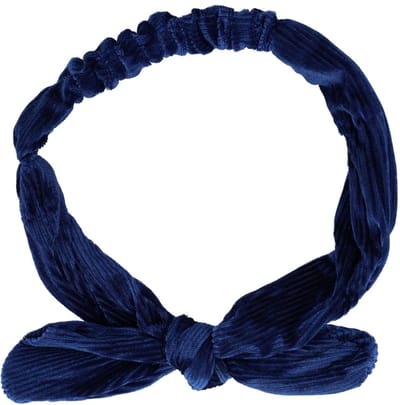 Haarsoires Haarband Knoop – Strikje met IJzerdraad – Velvet Ribstof – Blauw