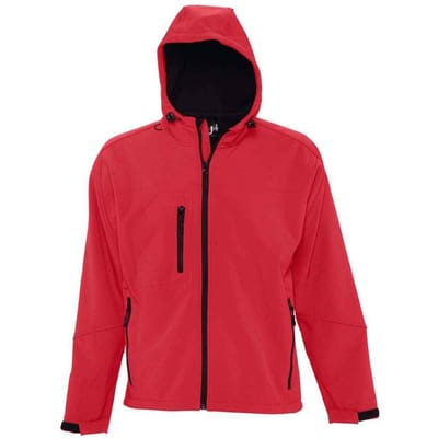 SOLS Heren Replay Soft Shell Jas met capuchon (Peperrood)