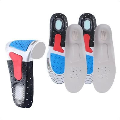 Medure® 2-Paar - 40-46 - Gel Inlegzolen - Hielspoor Zooltjes - Grijs - Steunzolen - Hakverhoger - Achillespees - Heren Werkschoenen - Dames - Vrouw - Verhogende - Badstof - Antislip - Sport