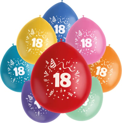Folat - Ballonnen Color Pop 18 Jaar 23 cm - 8 stuks
