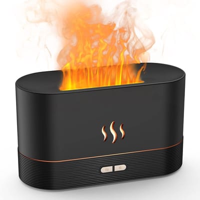 QTTVBTNA -3-in-1 Aroma Diffuser met Vlamlicht – Luchtbevochtiger & Geurverspreider met Automatische Uitschakeling, 180ml Ultrastil voor Slaapkamer & Kantoor