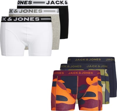 Jack & Jones jongens - 6 boxers - Camouflage & sense - maat 140
