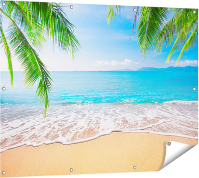 Gards Tuinposter Tropisch Strand en Zee - 120x90 cm - Tuindoek - Tuindecoratie - Wanddecoratie buiten - Tuinschilderij