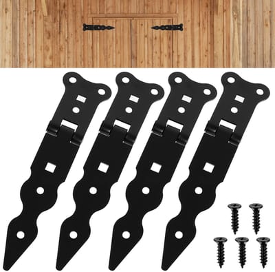 Dailygoods- T-scharnier zware uitvoering - 4 stuks - zwart - Q235-ijzer - corrosiebestendig - voor houten poorten - opbouwmontage 15,5 cm - Deurscharnier