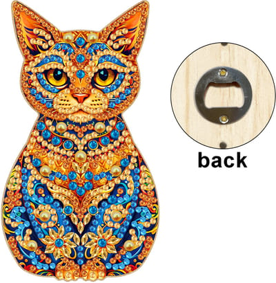 Flessenopener - 012 - Kat - diamond painting - compleet pakket - Diamond painting by Wietske