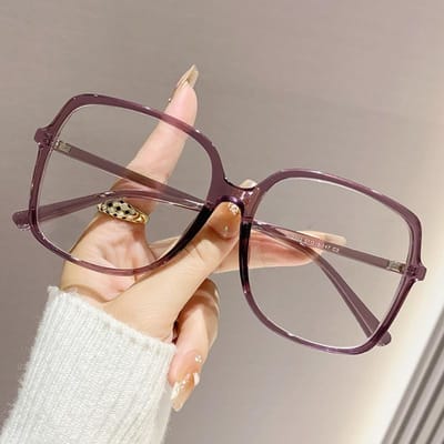 Mode Oversized Vierkante Bril Retro Dames Anti Blauw Licht Metalen Montuur Bril Trend Optische Computerbril