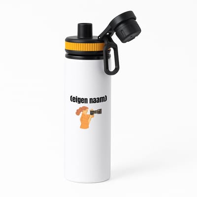 Hacebo® - fotograaf vrouw met eigen naam waterfles met draaidop oranje - Fotograaf - fotografen - leuk cadeau voor iemand die houd van foto's maken - cadeau - kado - water fles - 850ML