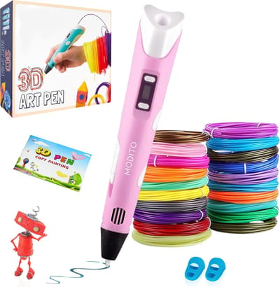 Modito 3D Pen Starterspakket - Inclusief 36 meter Filament in 12 Kleuren - Gratis Tekenboek & Lange Laadkabel - Geschikt voor ABS & PLA Filament - Roze
