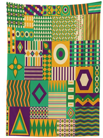 ABAKUHAUS Tafelkleed – Azteekisch patroon – 140x240 cm – geel, groen en paars