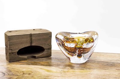 Waxinelicht Houder Boheems Kristal Bruin Glascadeau