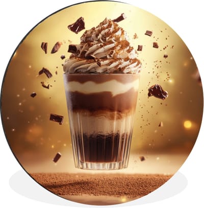 WallCircle - Wandcirkel - Muurcirkel - Dessert - Chocolade - Zoet - Eten - Aluminium - Dibond - 30x30 cm - Binnen en Buiten
