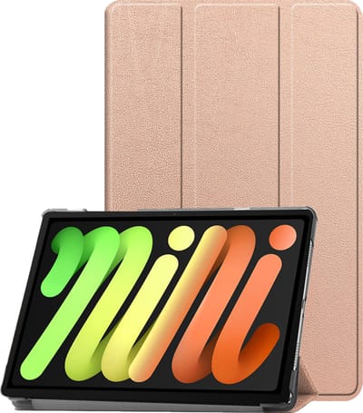 Hoesje - Geschikt voor Apple iPad Mini 7 (2024) - 8.3 inch - 7e Generatie - Dun & Stevig - Trifold Bookcase - Hard Cover - Hardcover Book Case - Tablet Hoes - Rosé goud