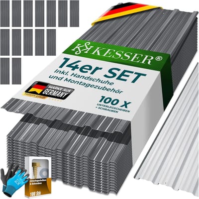 Dakplaten - Trapezium platen - Schuur afdekken - Verzinkt staal - 7 m² - Grijs