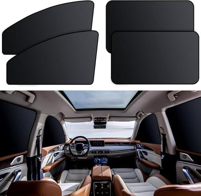 4 Stuks Magnetisch Auto Zonnescherm | Verduisterend Zijraam Gordijn | Effectieve UV-Bescherming | Voor 99% Van Alle Auto's En SUV's | Extra Privacy | Geschikt Voor Baby's Kinderen En Huisdieren | Eenvoudig Magnetisch Te Bevestigen| Cyslmuk®