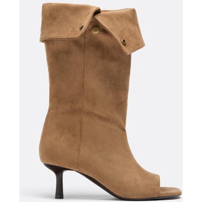Stradivarius Slouchy enkellaarsjes met imitatiesuède en open neus  BEIGE 36