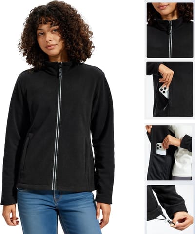 BUBW® Softshell Jas - Outdoorjas Dames - Winddicht Outdoorjas Warme Fleece Jas - Full Zip Jacket - Zwart - Maat S