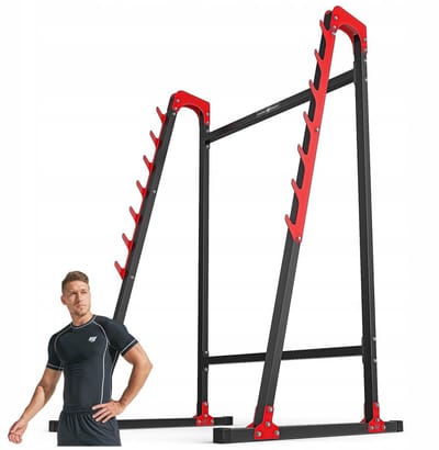 Marbo Sport - Verstelbare haltersteunen set - Squat Rack - MH-S204 - Voor squats, bankdrukken en halterstandaard - Krachttraining en thuisgym en Home Gym - Max. 200 kg - Zwart-rood