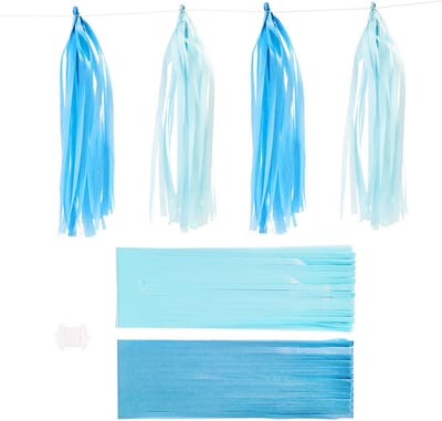 Tassels, afm 12x35 cm, 14 gr, blauw, lichtblauw, 12 stuk/ 1 doos