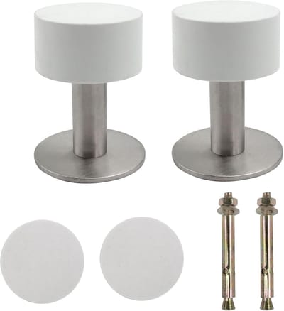 Deurstoppers Set - Deurbuffer Muur - Muren Beschermen - Dubbele Montage Opties - 6 cm - Zilver