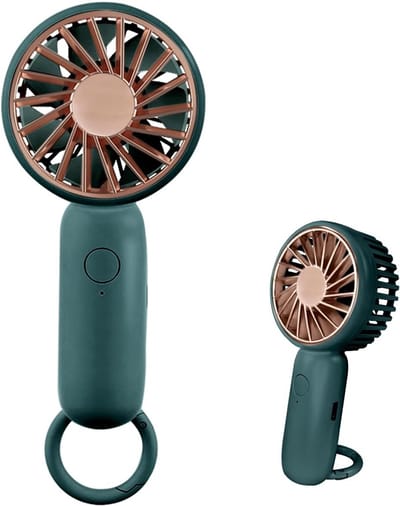 Mini handventilator, krachtige tafelventilator met gesp, schattig ontwerp, 3 windsnelheden, klein en draagbaar, lichtgewicht oplaadbare USB-ventilator voor gebruik bij make-up, geschikt voor modieuze meisjes (groen).