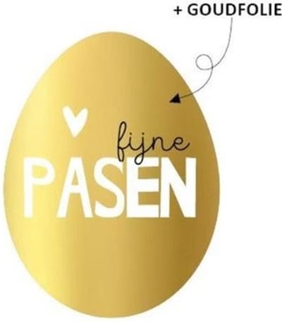 Paas kadootje Sticker - Sluitsticker - Sluitzegel Fijne Pasen - Happy Easter - Ei vorm - Goud - hart / hartje - Goudfolie | Kaart - Envelop | Fijne Paasdagen - Paasfeest | Envelop stickers | Cadeau - Gift - Cadeauzakje - Traktatie | Chique inpakken