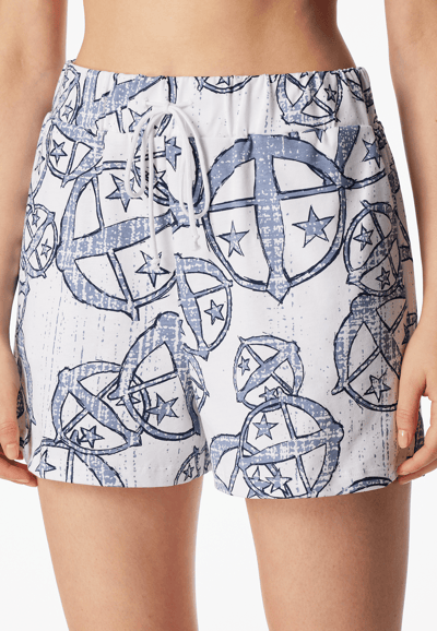 Korte statement broek met print in blauw - SCHIESSER 150 Years 34