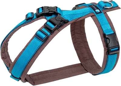 AnnyX Hondentuig - OPEN - Hoeft niet over de kop - Turquoise/Bruin - maat L - Borstomvang 70-86cm - Gewicht hond 26-38 kg