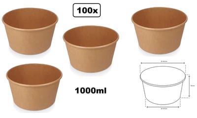 100x Salade/pasta poke bowl kraft 1000ml - Food pasta salade saus pokebowl diner festival thema feest evenement party