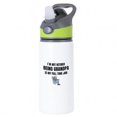 Hacebo® - im not retired being grandpa is my full time job waterfles met rietje groen - Opa - opa cadeau - cadeau - pension - kantoorhumor - water fles - 650ML