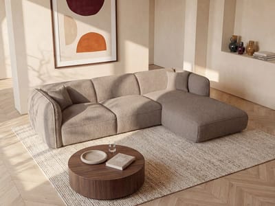 Vente-unique Zitbank rechts in taupe chenillestof - CAMILIO van Maison Céphy