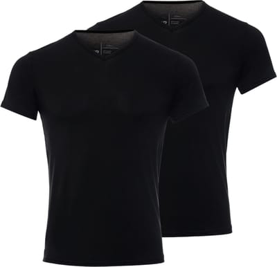 BOXR Underwear - Bamboe T-Shirt Heren - V-Hals - Zwart - Zijdezacht - Thermo Control - Ondershirt Heren - 2-Pack