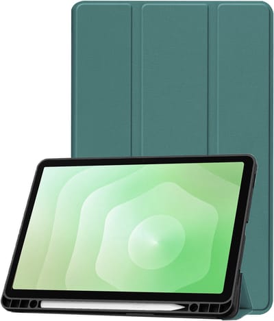 Hoesje Geschikt voor Samsung Galaxy Tab S11 - Dun & Stevig - Trifold Bookcase - Hard Cover Case - Met Uitsparing Geschikt voor S Pen - Hardcover Book - Tablet Hoes - Donkergroen