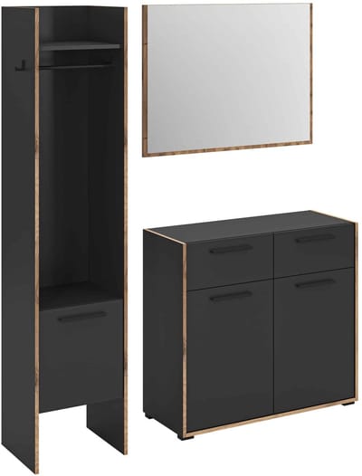 Bueno Garderobekast Basalt Melamine Trim NoxOak NB - 37x152x189cm