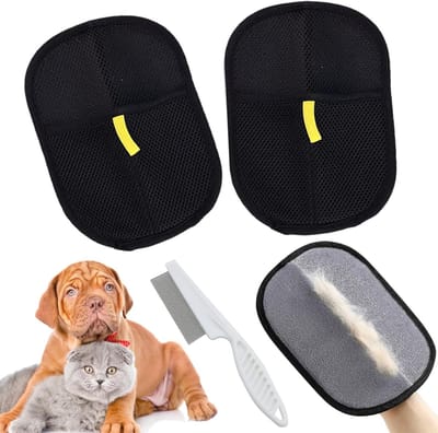2x Huisdieren Haarverwijderaar Handschoenen - Effectief voor Katten- en Hondenhaar op Meubels en Kleding
