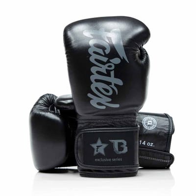 Fairtex X Booster Bokshandschoenen - FXB BG V2 - Echt leer - Zwart/Grijs 10 oz