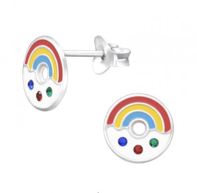 WeLoveSilver - zilveren oorstekers - regenboog donut - kind