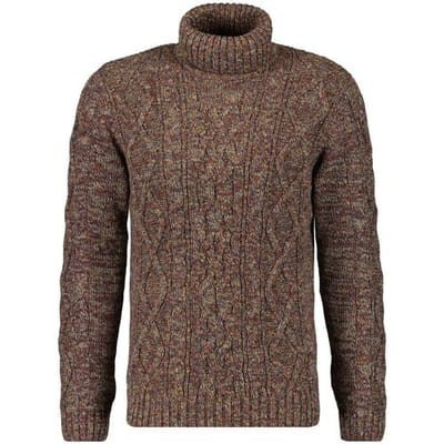 Ragman Trui Col Cable Design Pullover Bordeaux-Bruin / male