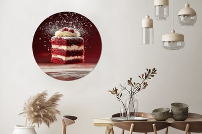WallCircle - Wandcirkel - Muurcirkel - Rode - Velvet - Taart - Eten - Aluminium - Dibond - 90x90 cm - Binnen en Buiten