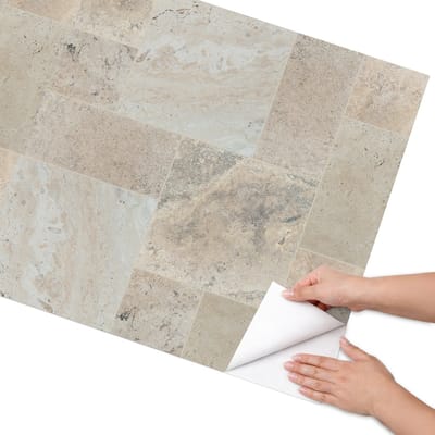Coloray Meubel Wrap Folie - Beige Meubelfolie - 75x150 cm - Decoratiefolie Zelfklevend Mozaïek van stenen - Meubelfolie Zelfklevend - Minimalist Meubelfolie - Wrapfolie Keuken - Wanddecoratie - Texturen