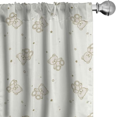 ABAKUHAUS beige gordijnen – 2x75x245 cm – microvezel – halfdonkerend – sterrenpatroon
