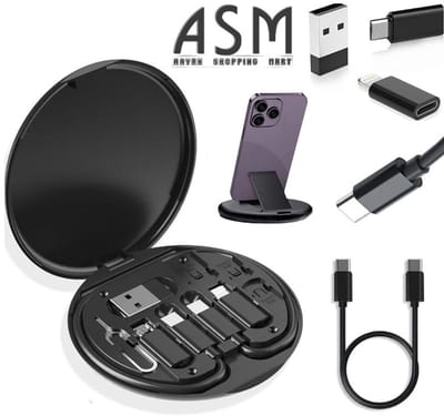 9 in 1 kabelopladerhoes, 60W snel opladen, 480 Mbps overdrachtssnelheid, variabele houder, USB-adapterkabel, adapter en oplaadkit (zwart) - 64697