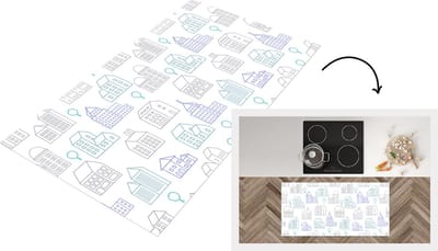 Keukenloper - Loper keuken - Skyline - Patronen - Huis - 120x60 cm - Keukenloper vinyl