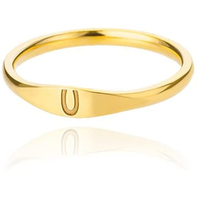 Kleine Ringetjes met Initialen Voor Vrouwen Mode A-Z Letter Vinger Roestvrij Staal Ring Esthetische Bruiloft Sieraden Cadeau Bijoux Femme 7&Gold Color beige