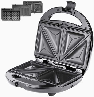 CRLYN® Wafelijzer met Verwisselbare Platen - Contact Grill - Tosti Apparaat - Zwart